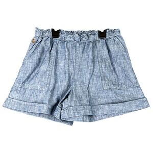 Polo Ralph Lauren Chambray Shorts Girls 14 Paperbag Waist Cuffed Hem Summer Wear